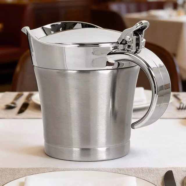Ventryn 750ml Double Insulated Cream Boat in Metallic Silver Stainless Steel