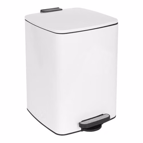 Harbour Housewares 20L Square Stainless Steel Pedal Bin in White with Soft Close Lid and Removable Inner Bucket – 1
