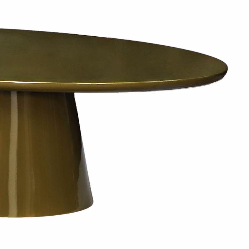 sweeek Oval Coffee Table with Glossy Finish in Khaki, W/D/H: 60 x 60 x 35 cm – 3