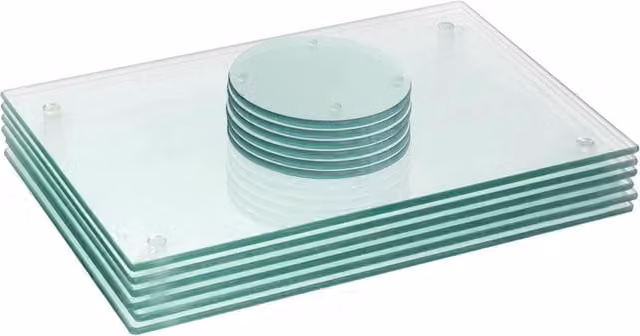 Harbour Housewares 12 Piece Set of Transparent Rectangular Glass Placemats and Round Coasters