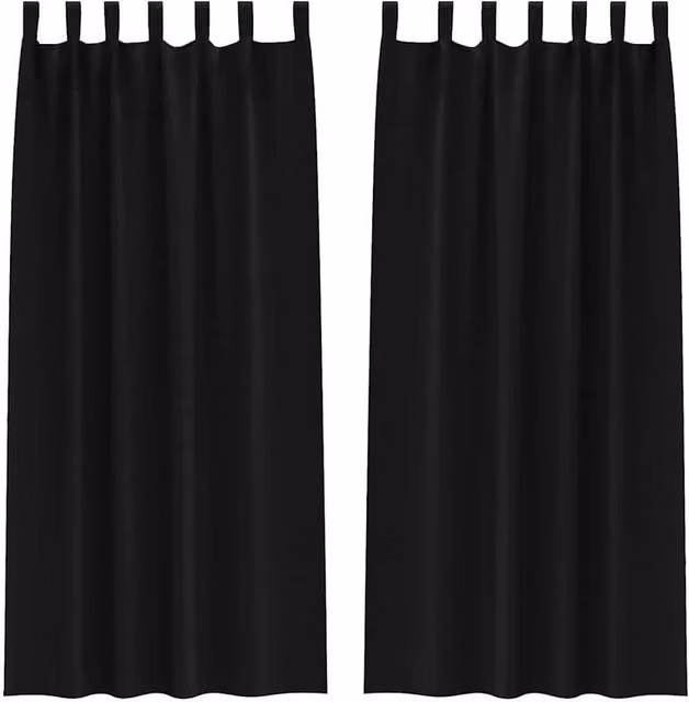 Berkfield Home Blackout Fabric Panel Curtains, 2 Pack, Black, W/H: 140 x 260 cm