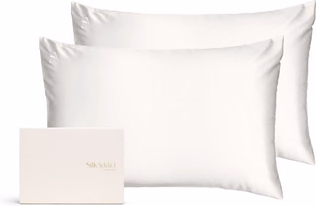Silk Addict 100% Mulberry Silk Pillowcase Twinpack in Beige, W/H: 50 x 75 cm