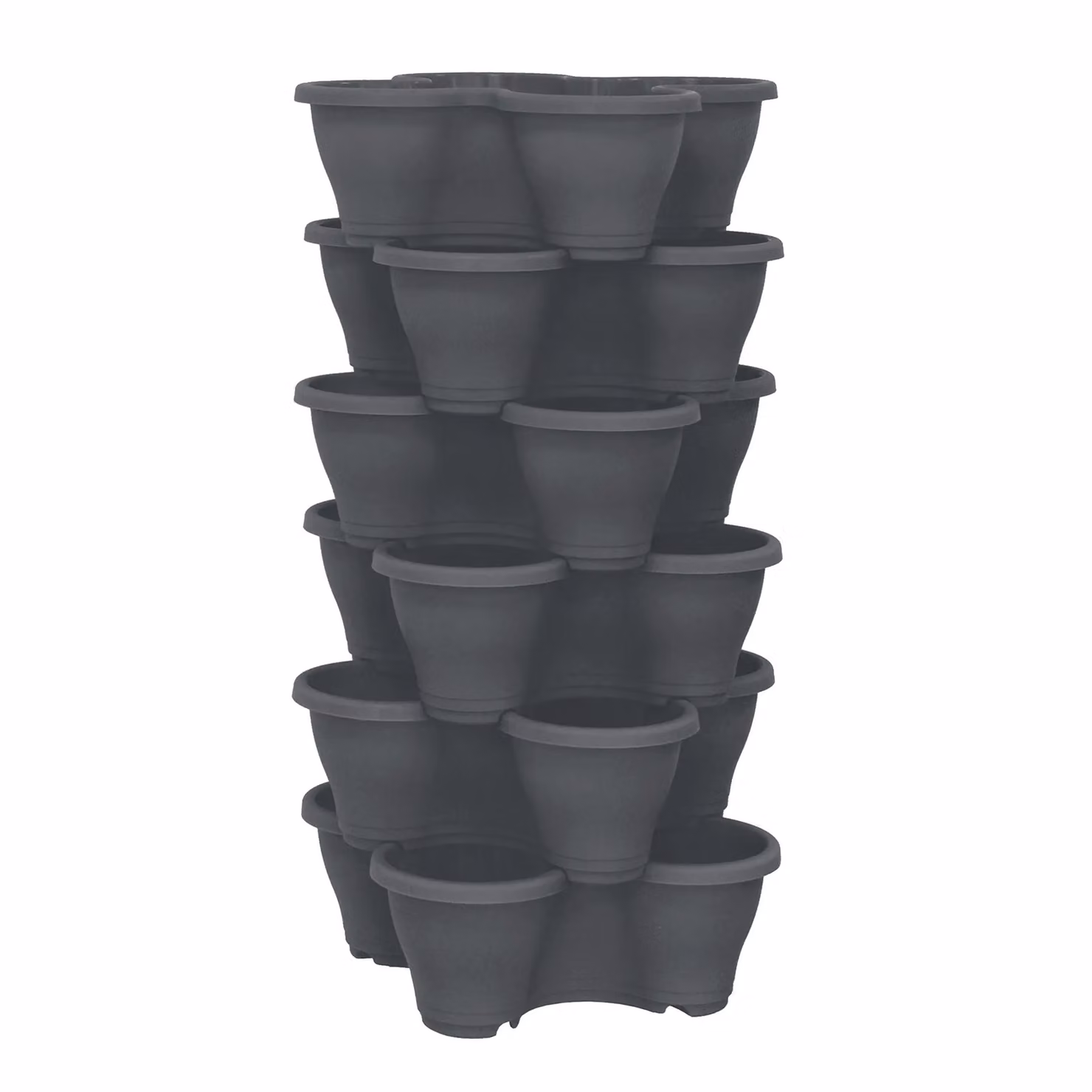Simpa 6-Piece Quad-Pot Stackable Modular Planter Set in Grey – 2