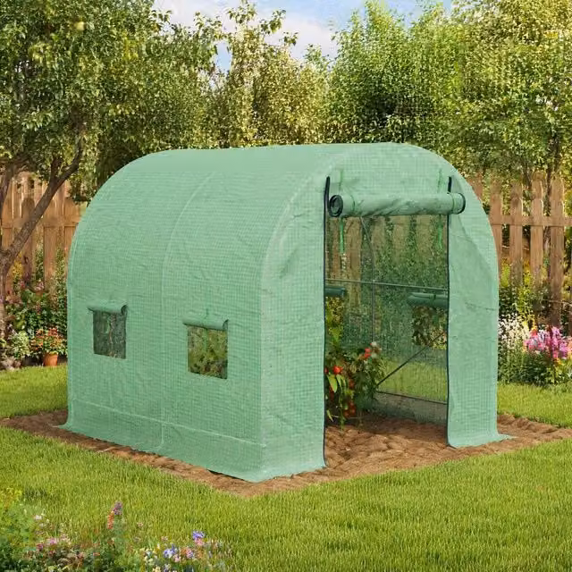 STILVORA Green Walk-In Polytunnel Greenhouse with 4 Windows, W/D/H: 2.5 x 2 x 2.5 m – 1