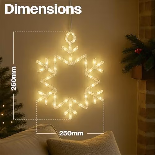 Xmas Haus Warm White LED Hanging Snowflake in Black, 25 cm – 3