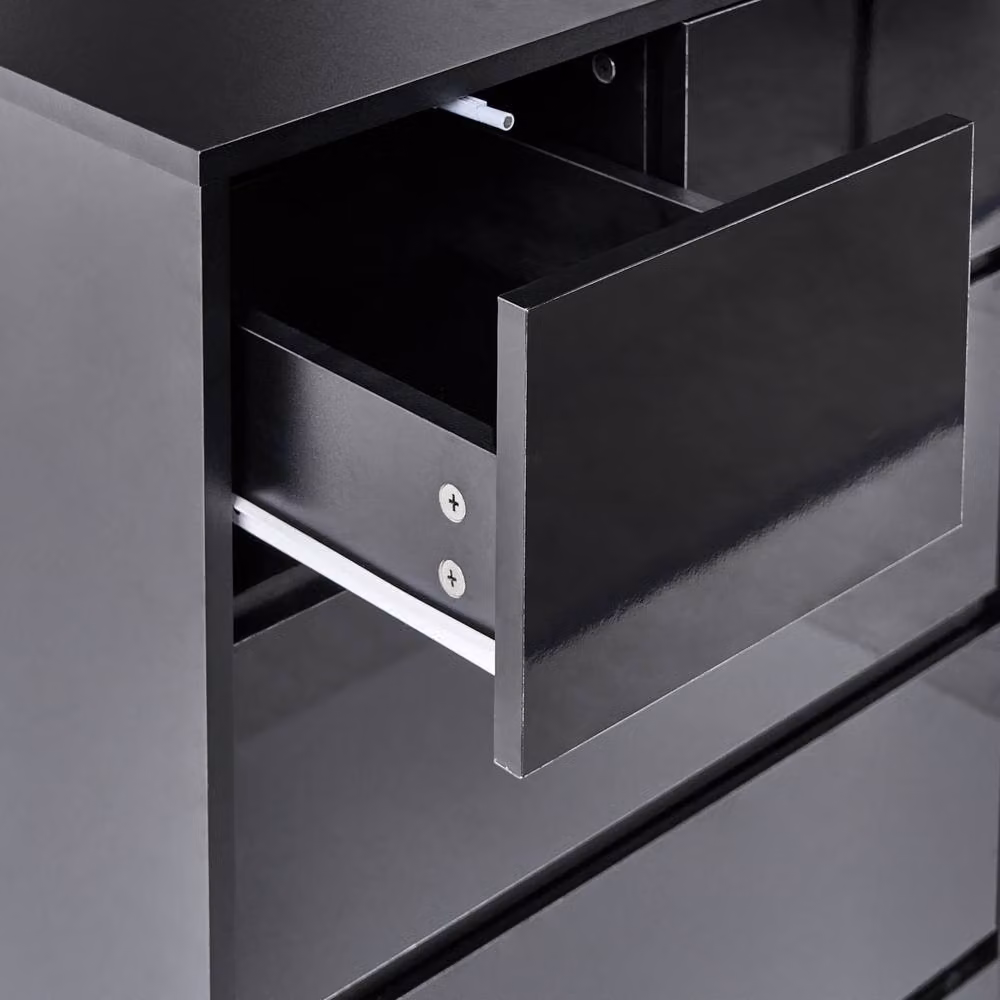 Wyld and Coco Black Five-Drawer Sideboard, Scandinavian Style MDF Storage Unit – 3