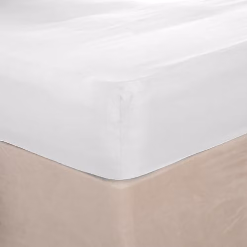 Highams King Size Fitted Cotton Sheet, White, 200 Thread Count, W/D/H: 150 x 200 x 30 cm