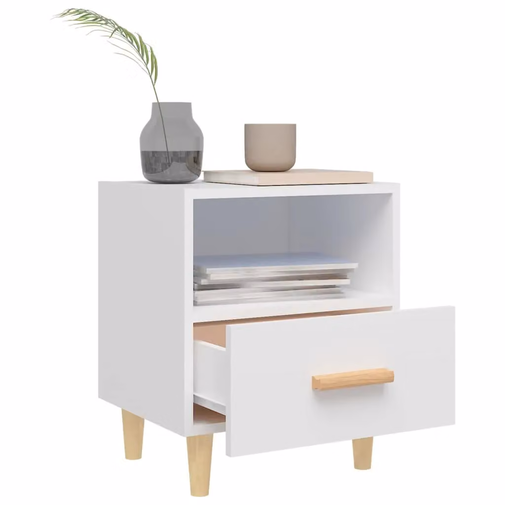 Berkfield Home Scandinavian Style Bedside Cabinet in White, W/D/H: 40 x 35 x 47 cm – 2