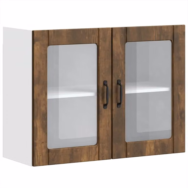 Berkfield Home Lucca Kitchen Wall Cabinet with Glass Doors in Smoked Oak Brown