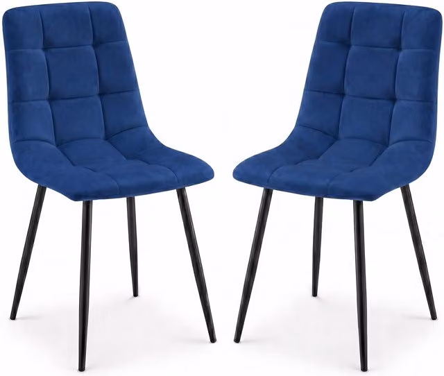 Bravich Modern Geometric Blue Velvet Dining Chair with Metal Frame