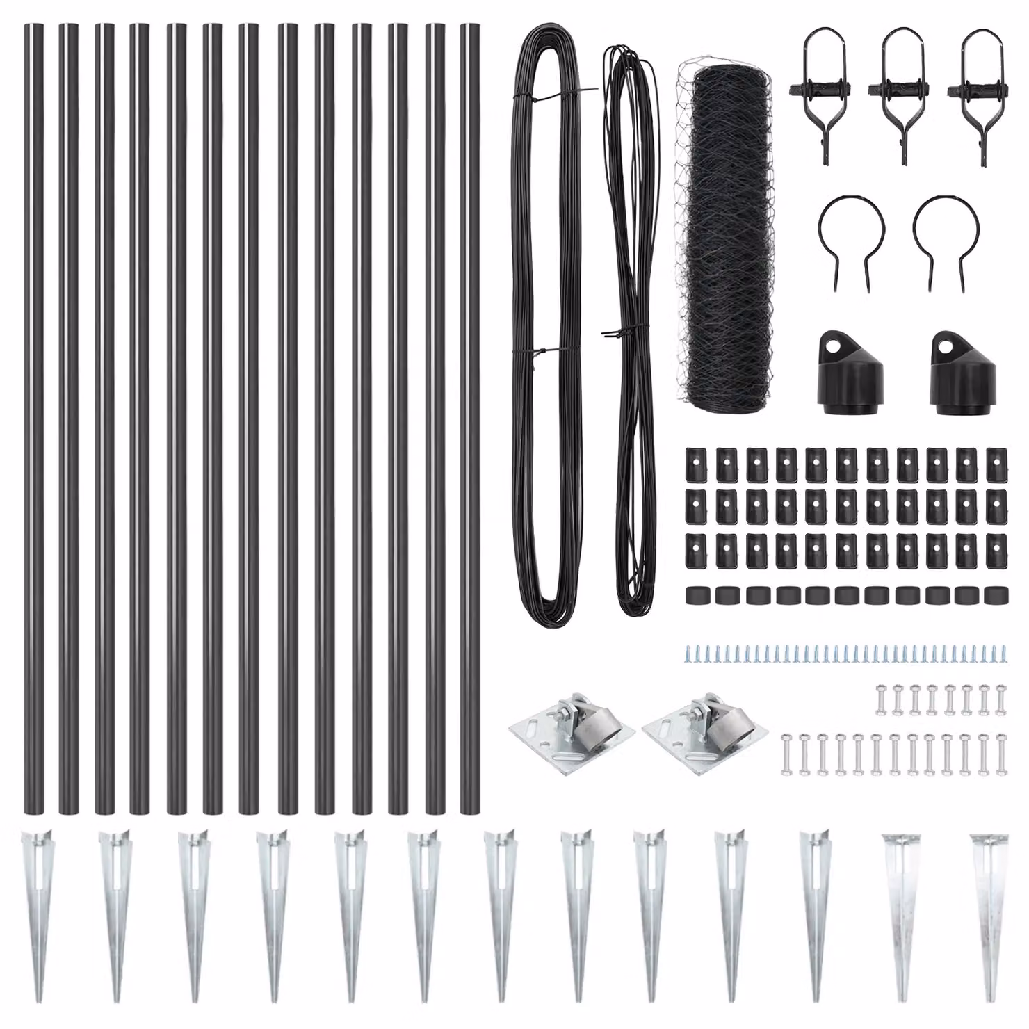 Berkfield Home Grey Powder-Coated Steel Fencing Set of 2, W: 25 m, H: 0.5 m – 3
