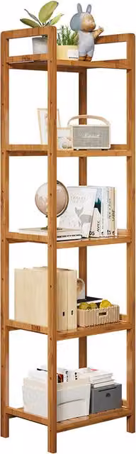Kidkid Brown Bamboo Bookcase and Display Shelf for Children, W/D/H: 128 x 35 x 35 cm