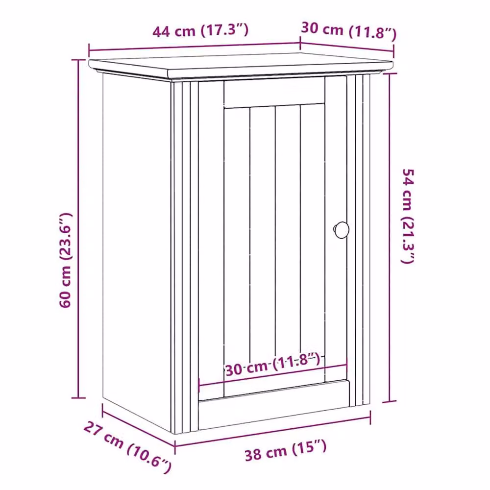 Berkfield Home BODO Grey Wall Mounted Bathroom Cabinet with Hinged Doors, W/D/H: 44 x 30 x 60 cm – 3