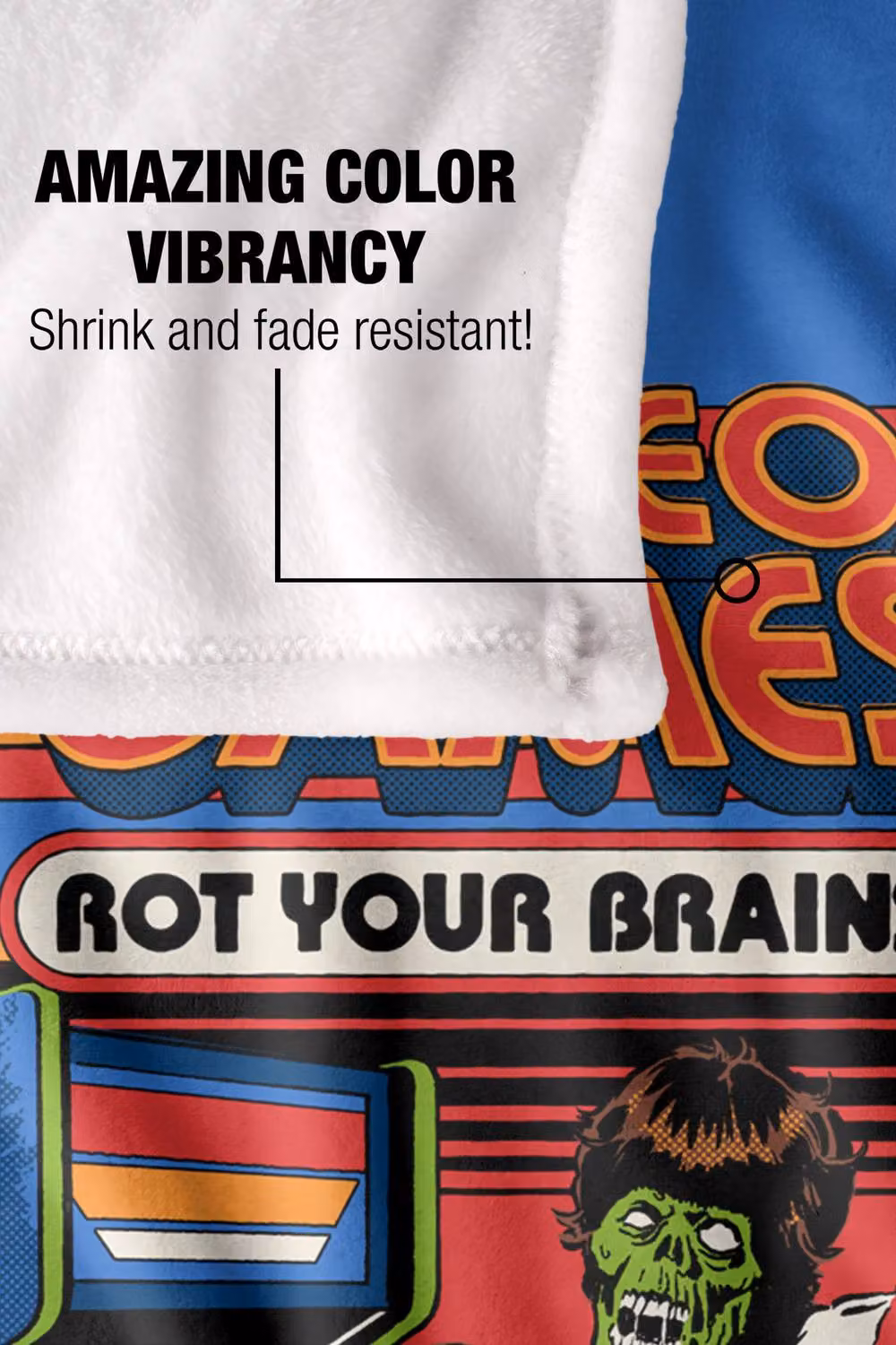 Steven Rhodes Video Games Rot Your Brains Super Soft Fleece Throw Blanket, Multicolour, W/D/H: 91 x 147 cm – 3