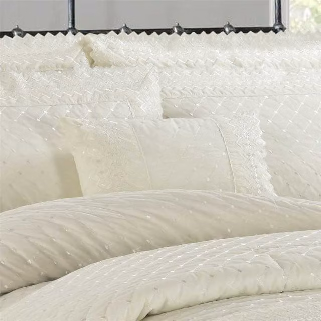 Rapport Home Richmond Boudoir Cushion in White and Yellow Cotton and Polyester Blend
