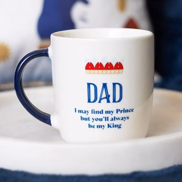 Uniqueful Men's Dad You'll Be My King Ceramic Mug in White and Blue, 350 ml