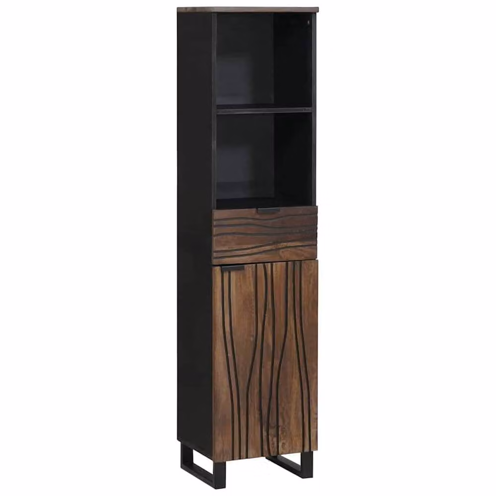 Berkfield Home Brown Striped Bathroom Furniture Set with Internal Drawers and Shelves – 2