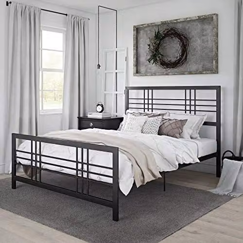 DHP Furniture Burbank Industrial Metal Double Bed in Black – 7