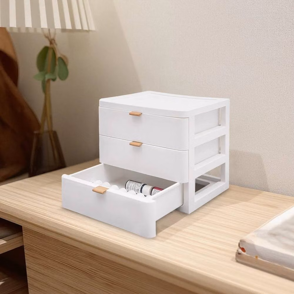 KORVIXA 3-Layer White Plastic Desktop Storage and Jewelry Box, W: 100 cm – 2