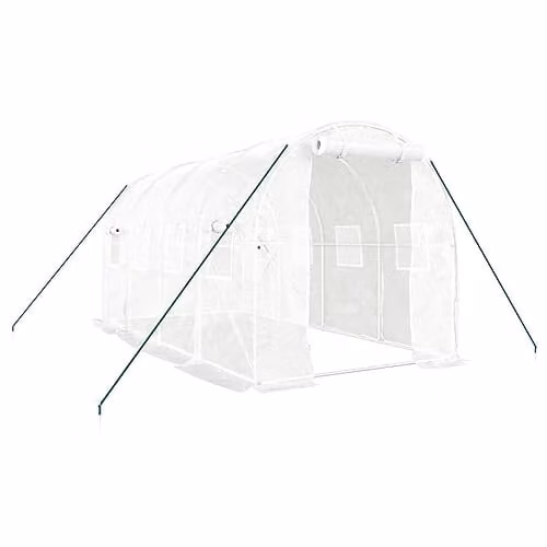 vidaXL Greenhouse with Steel Frame, White, 8 m², W: 4 m, D: 2 m, H: 2 m – 1