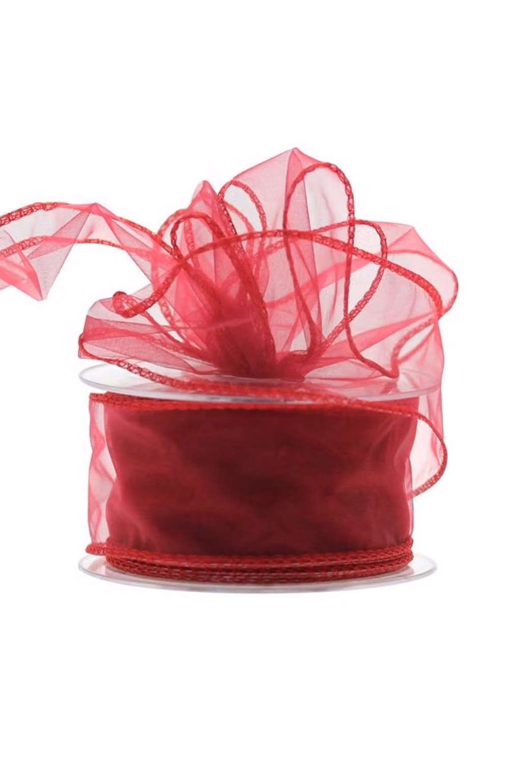 KDMD Burgundy Wired Chiffon Ribbon, 2 Pack, Red, W: 50 mm, L: 20 m – 2
