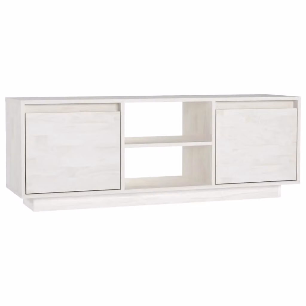 Berkfield Home White Solid Pinewood TV Cabinet W/D/H: 110 x 40 x 40 cm – 2