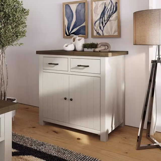FWStyle Solid Reclaimed Pine Sideboard in Truffle Finish, Width: 98 cm