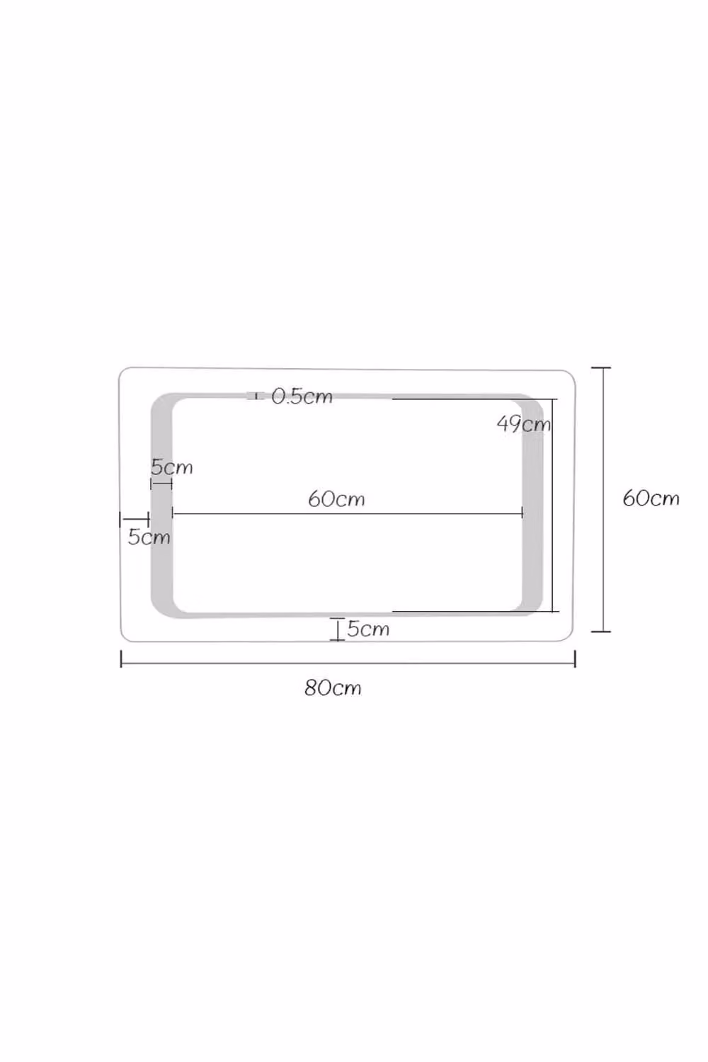 Living and Home Rectangular LED Wall Mounted Anti-Fog Illuminated Bathroom Mirror with Touch Switch in Silver – 2