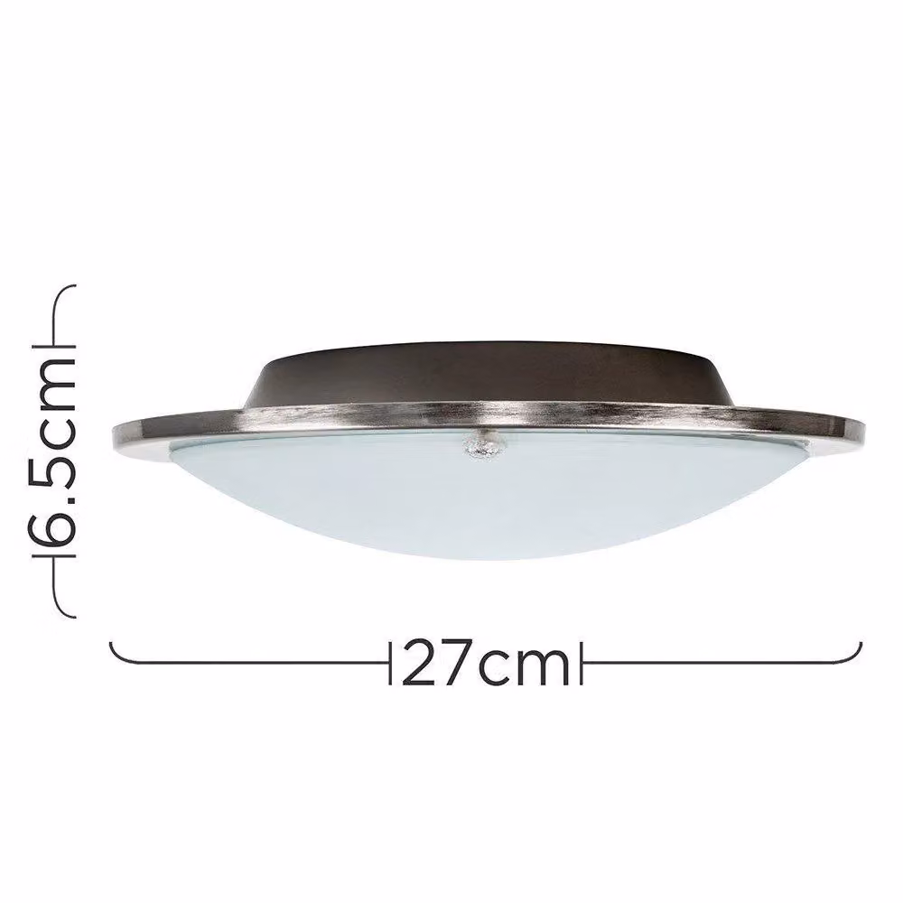 ValueLights Round Flush Ceiling Light in Silver and White with Chrome and Glass Finish – 3