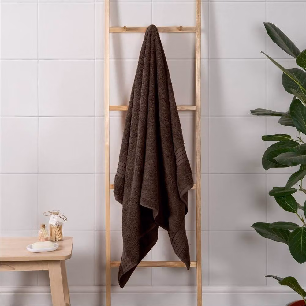 OHS Luxury Fluffy 100% Cotton Bath Sheet in Brown – 2