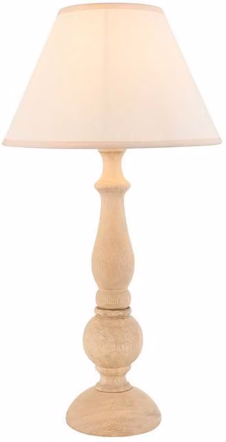 Netlighting Hidcote Wood Table Lamp with White Fabric Ivy Shade, Height: 30 cm – 1