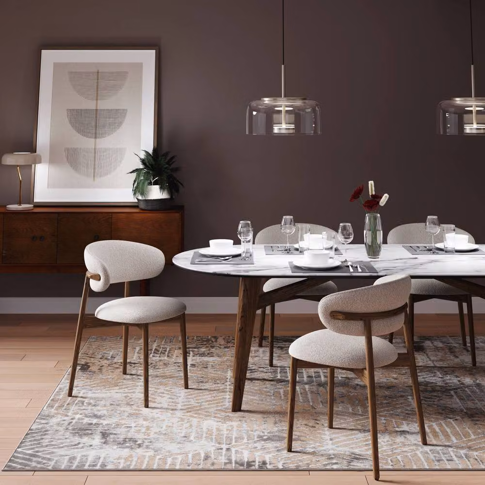 Kukoon Beige Abstract Modern Soft Area Rug, W: 60 cm, L: 240 cm – 2
