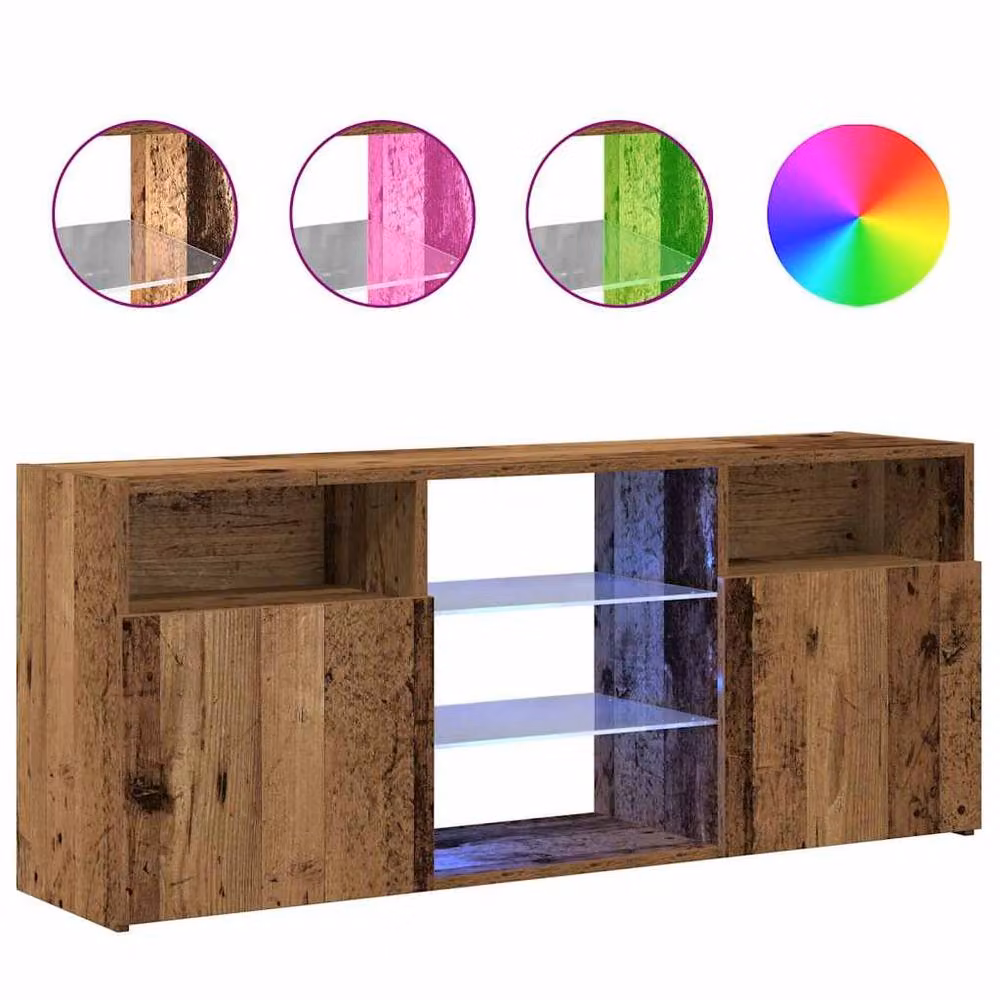 Berkfield Home TV Cabinet with LED Lights in Old Wood Brown, W/D/H: 120 x 30 x 50 cm – 3