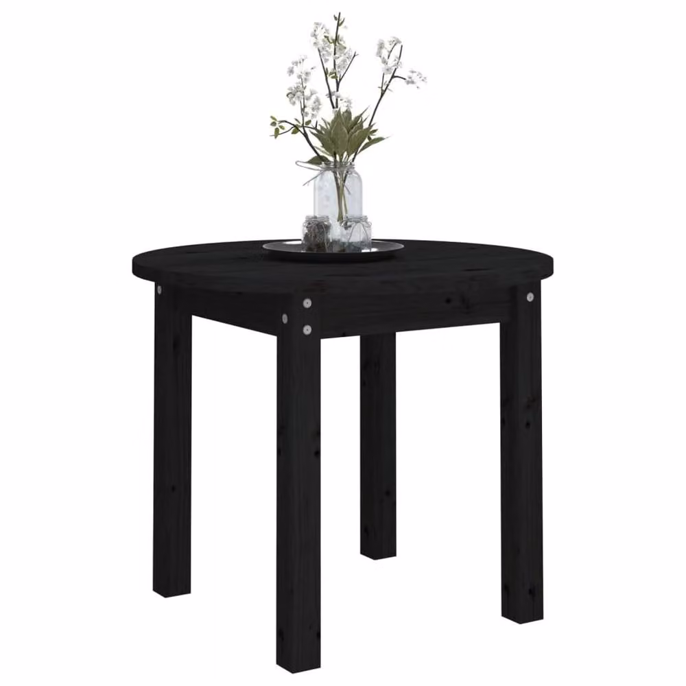 Berkfield Home Beautiful Round Black Solid Pine Wood Coffee Table, Diameter: 55 cm, Height: 45 cm – 3
