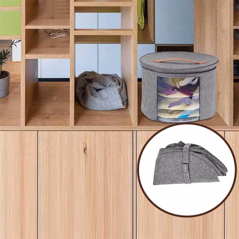 SPETLEK Large Round Fabric Hat Storage Box in Grey – 4