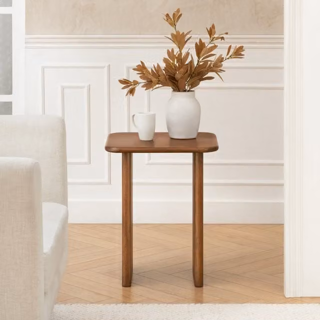 MH London Jem Mid-Century Solid Wood Side Table in Walnut