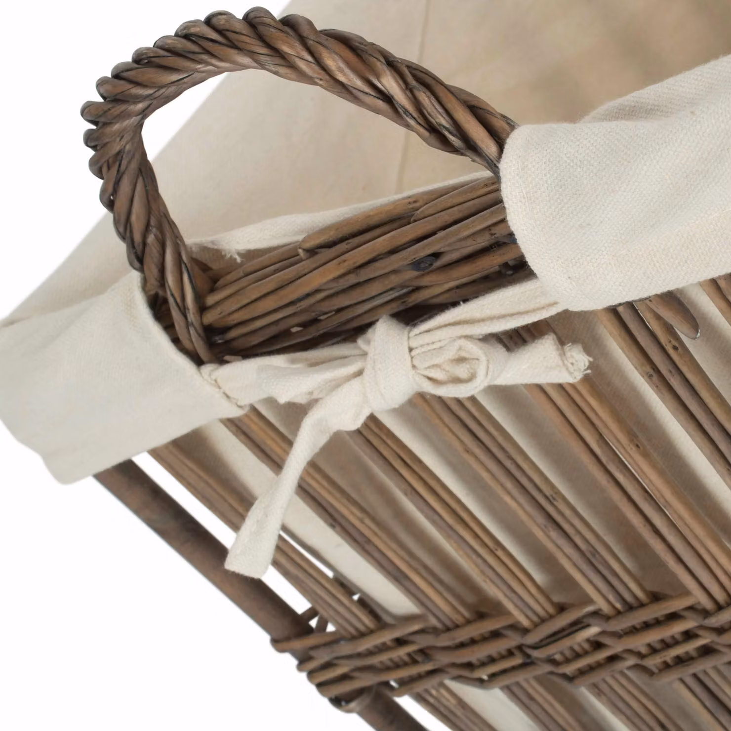 Red Hamper Malmo Openwork Wicker Laundry Basket with Removable Cotton Lining in Brown, Width: 40 cm – 3