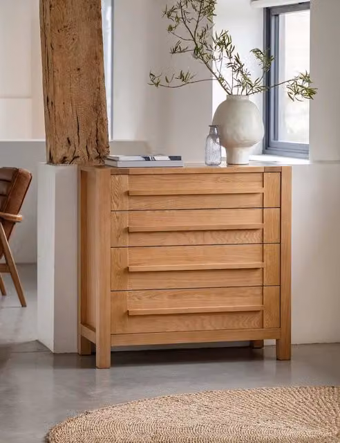 Gallery Direct Sonoma 4 Drawer Chest in Oak Brown with Soft Close Drawers