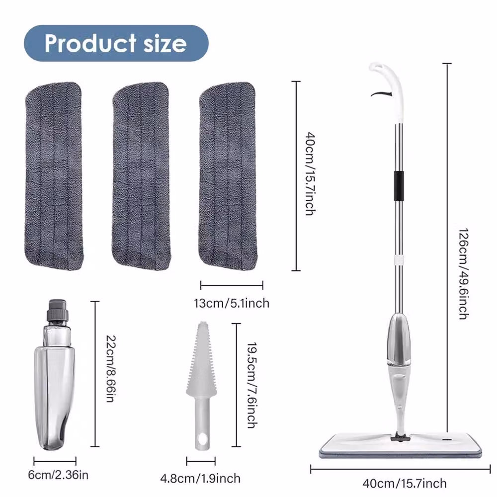 Nordara Wet and Dry 360 Degree Flat Spray Mop with 3 Microfibre Pads, White, Height: 100 cm – 2
