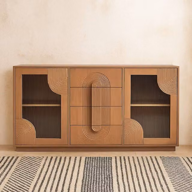 Wyld Haus New Mexico Mango Wood Sideboard in Brown with 4 Drawers and 2 Doors, W/D/H: 150 x 40 x 85 cm – 1