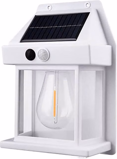 Nordara White Solar Powered Wall Lantern with PIR Motion Sensor for Garden and Terrace – 1