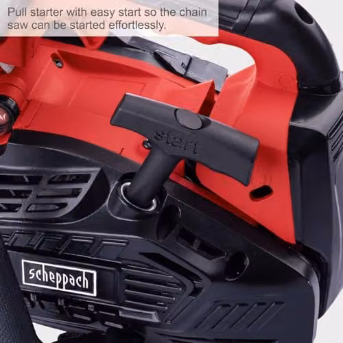 Scheppach PCS26 Petrol Pruning Chainsaw with 25.4cc 2-Stroke Engine and 10in Bar in Red – 4