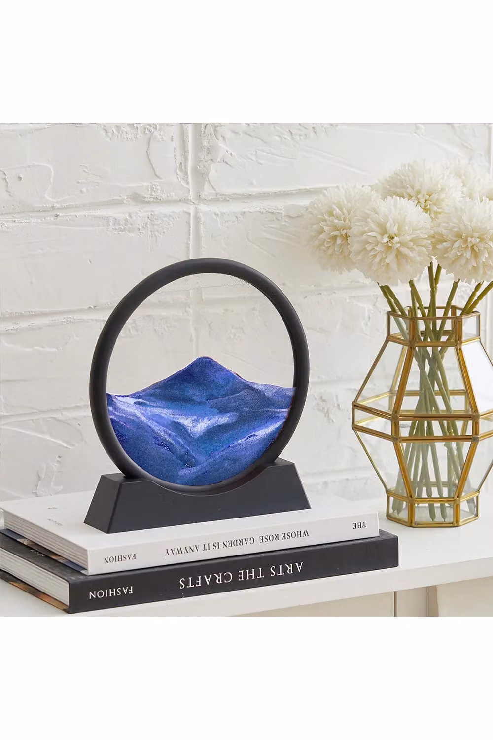 Living and Home Blue Round Moving Sand Art Picture with Modern Abstract Nature Landscape Design – 3