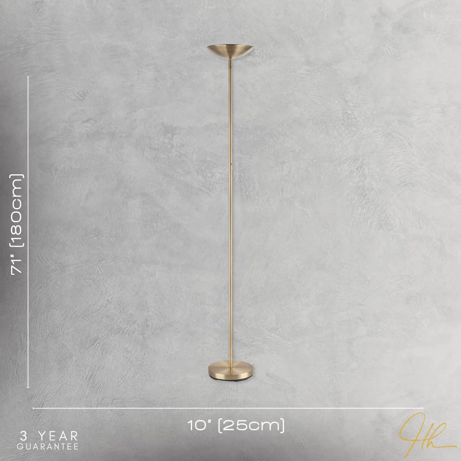 Happy Homewares Modern LED Metal Floor Lamp in Gold with Dimmable Memory Function – 3