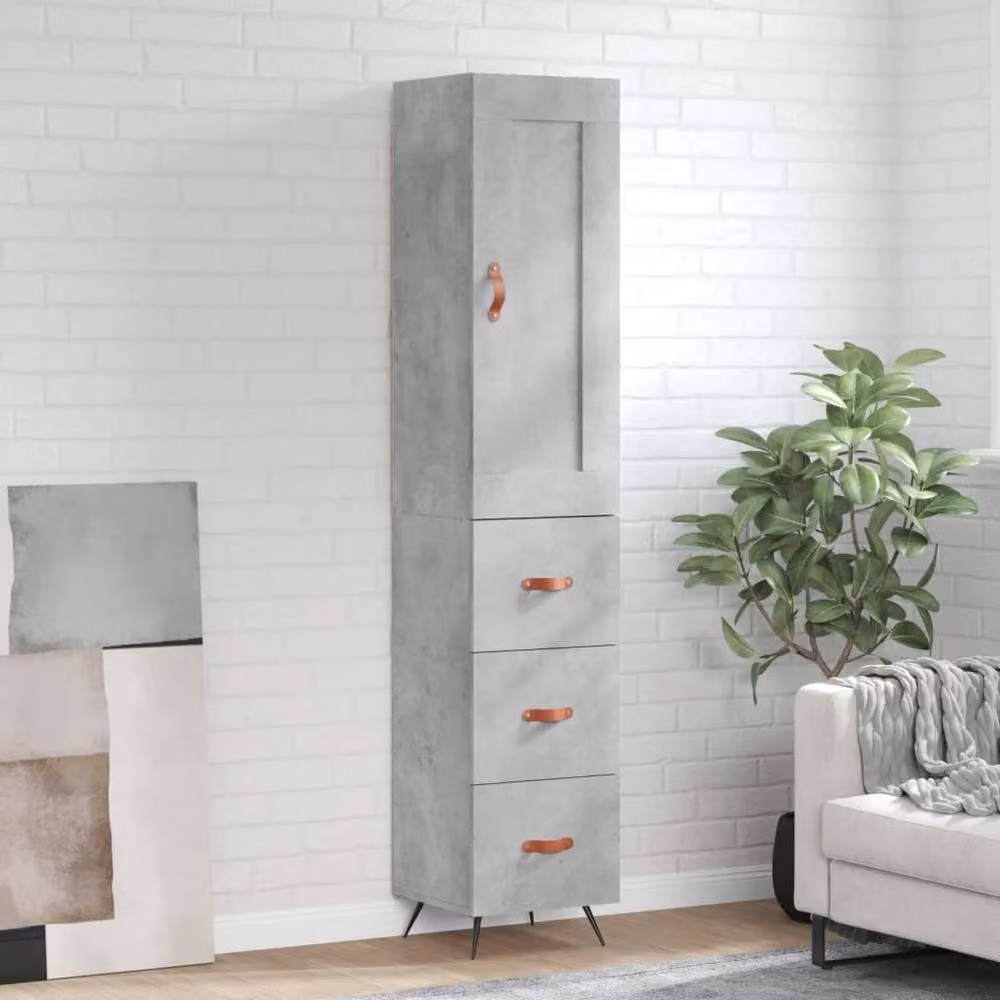 Berkfield Home Industrial Highboard in Concrete Grey with Hinged Doors and Internal Shelves, W/D/H: 34.5 x 34.0 x 180.0 cm – 2