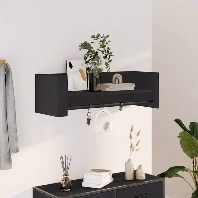 Berkfield Home Black Wall Mounted Cube Shelf with Back Panel, W: 100 cm, D: 35 cm, H: 30.5 cm – 1