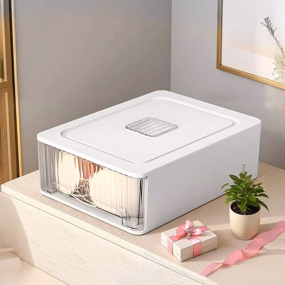KORVIXA Stackable Underwear Storage Box with 12 Compartments in White and Transparent – 2
