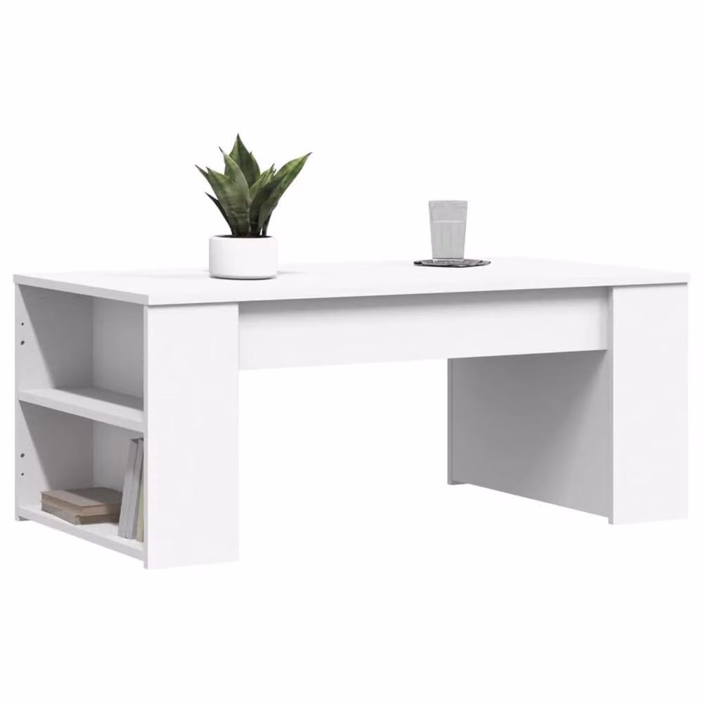 Berkfield Home White Rectangular Coffee Table in Engineered Wood W/D/H: 102 x 55 x 42 cm – 2