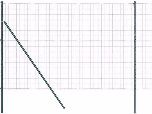 Berkfield Home Euro Fence with 7 Posts, Green Galvanised Steel, W: 10 m, H: 1.5 m
