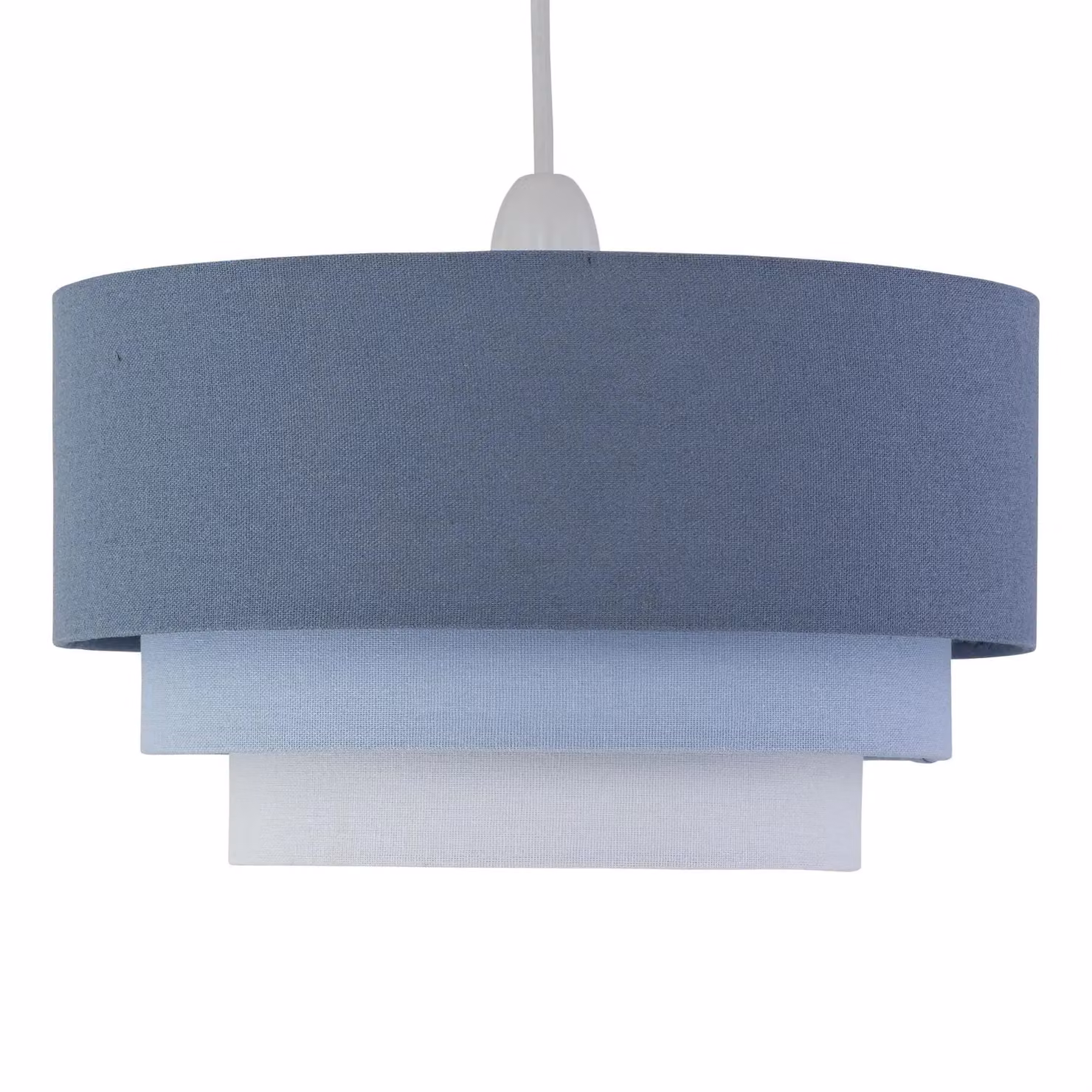 First Choice Lighting Gabi Set of 2 Blue Ombre Linen 3 Tier Cylinder Ceiling Light Shades – 2